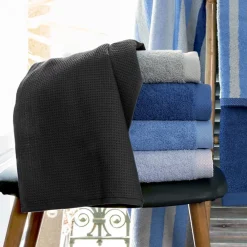 Serviette De Bain|Linnea Drap de bain 90x160 cm nid d'abeille PURE WAFFLE 300 g/m² noir