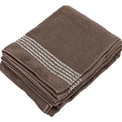 Linnea Drap de bain 100x150 cm pur coton INTENSE à bordures blanches couleur marron