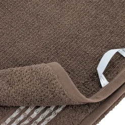 Linnea Drap de bain 100x150 cm pur coton INTENSE à bordures blanches couleur marron