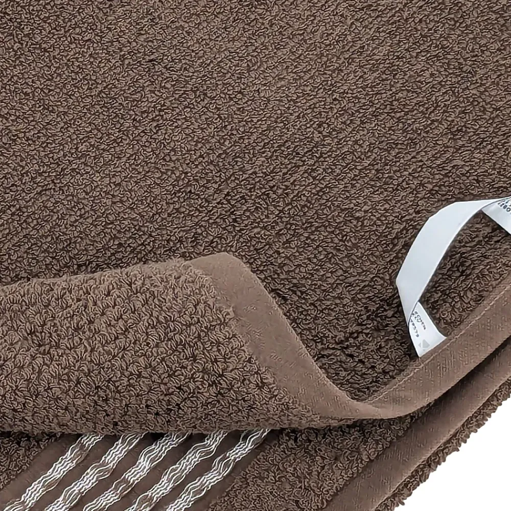 Linnea Drap de bain 100x150 cm pur coton INTENSE à bordures blanches couleur marron