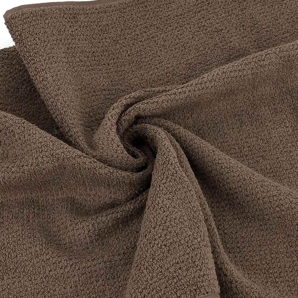 Linnea Drap de bain 100x150 cm pur coton INTENSE à bordures blanches couleur marron