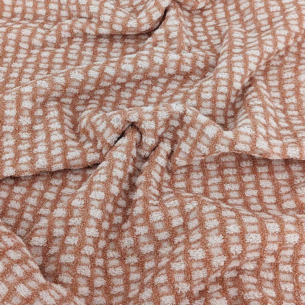Linnea Drap de bain 100x150 cm pur coton motifs quadrillés collection GLOW marron