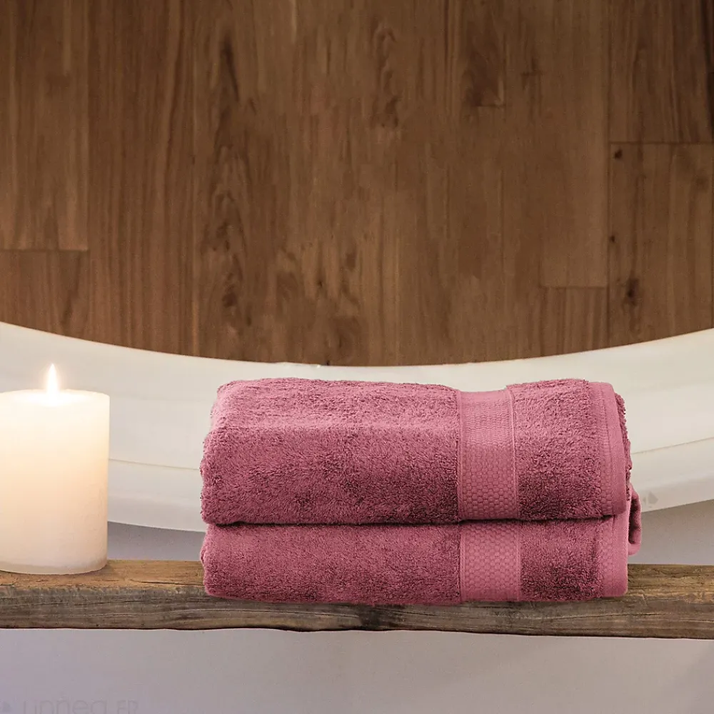 Serviette De Bain|Linnea Drap de douche coton 550g/m2 70x130 cm NAÏA rose Bois de rose