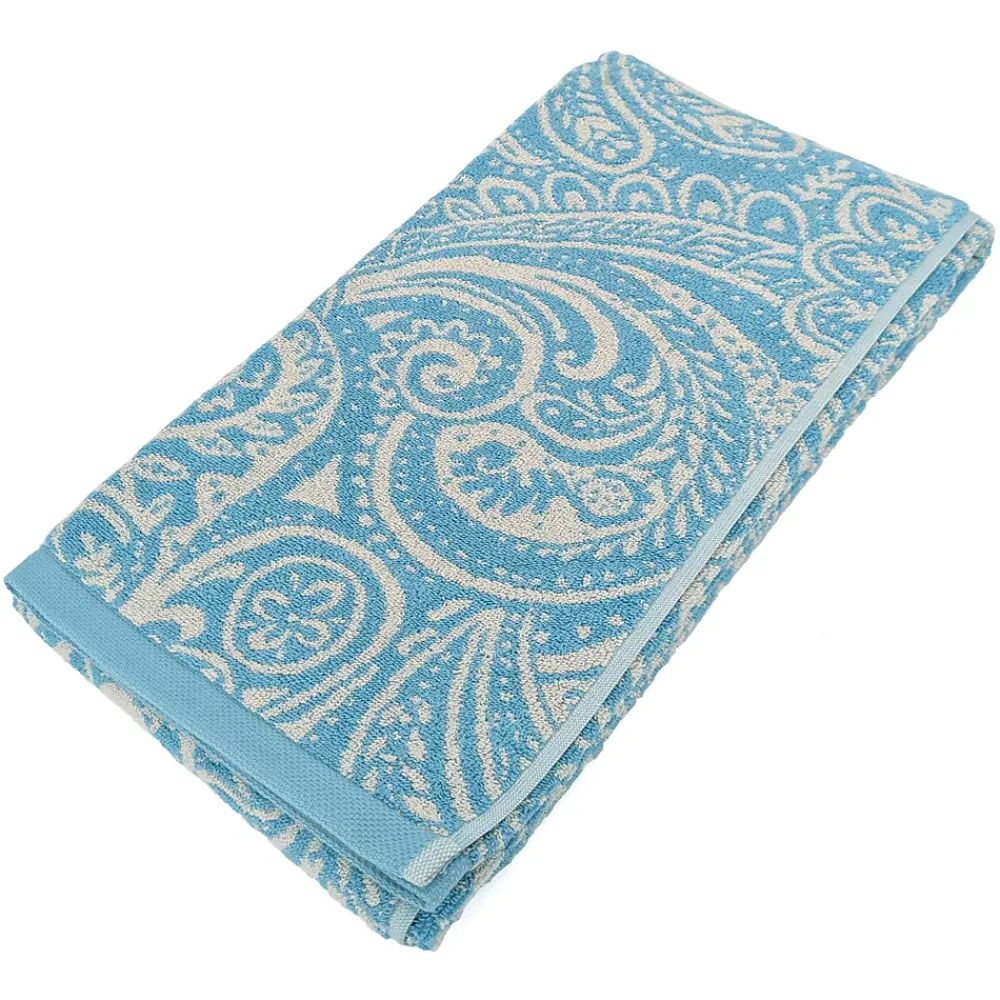 Serviette De Bain|Linnea Drap de douche coton 70x140 cm motif mandala collection PLENTY bleu