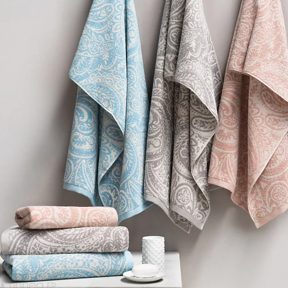 Serviette De Bain|Linnea Drap de douche coton 70x140 cm motif mandala collection PLENTY bleu