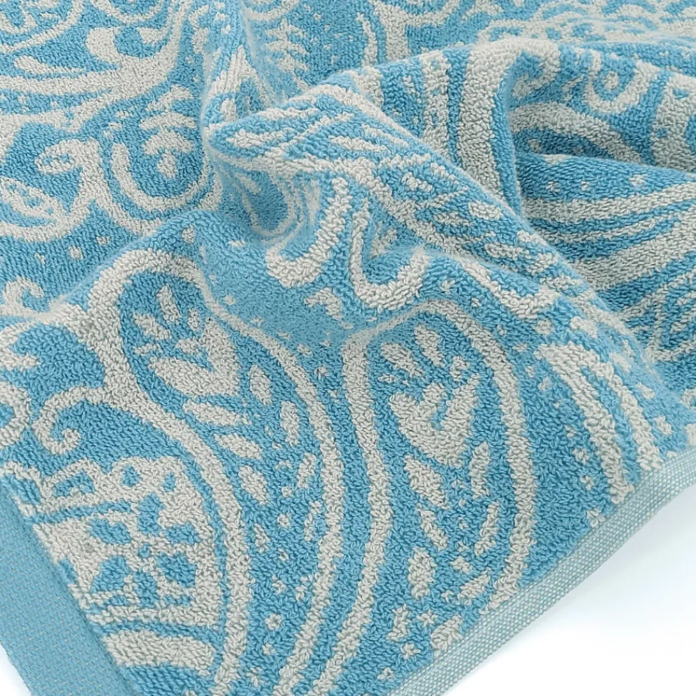 Serviette De Bain|Linnea Drap de douche coton 70x140 cm motif mandala collection PLENTY bleu