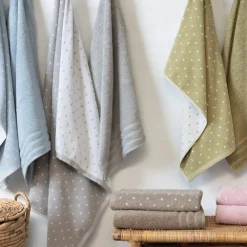 Serviette De Bain|Linnea Drap de douche en coton 70X140 cm collection EFFICIENT DOTS marron roble