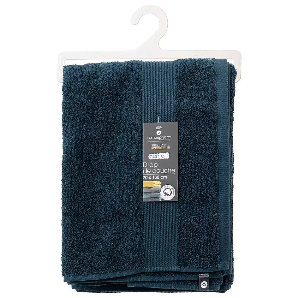 Atmosphera Créateur D'Intérieur Drap de douche Praia en coton 70x130cm bleu clair - Atmosphera