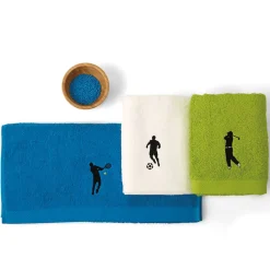 Serviette De Bain|Linnea Drap de douche 70x140 cm coton 550g/m2 PURE FOOTBALL Bleu Turquoise