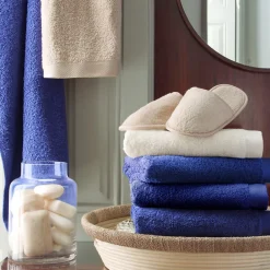 Serviette De Bain|Linnea Drap de douche 70x140 cm coton peigné ALBA bleu moyen