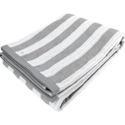 Serviette De Bain|Linnea Drap de douche 70x140 cm coton collection EFFICIENCE STRIPES gris lunar