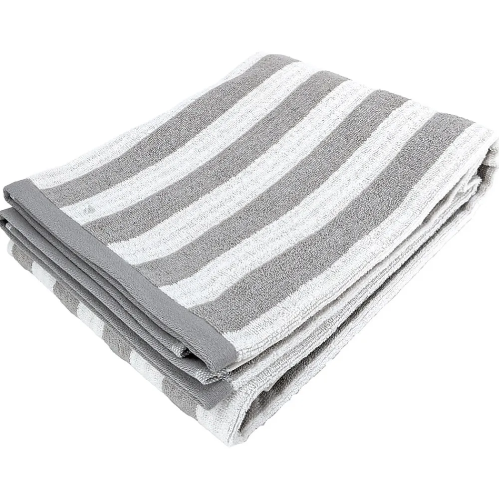 Serviette De Bain|Linnea Drap de douche 70x140 cm coton collection EFFICIENCE STRIPES gris lunar