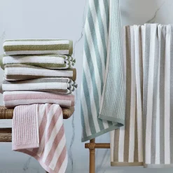 Serviette De Bain|Linnea Drap de douche 70x140 cm coton collection EFFICIENCE STRIPES gris lunar