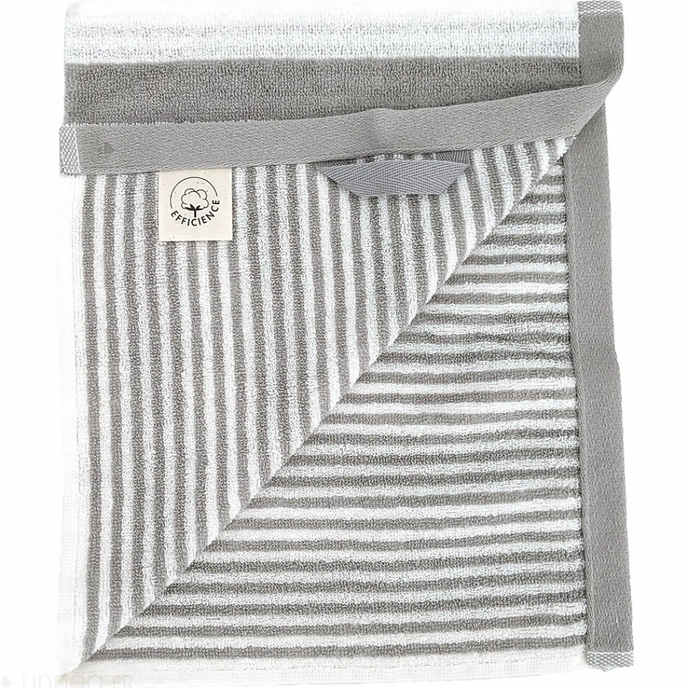 Serviette De Bain|Linnea Drap de douche 70x140 cm coton collection EFFICIENCE STRIPES gris lunar