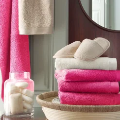 Serviette De Bain|Linnea Drap de douche 70x140 cm coton peigné ALBA fraise