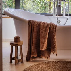 Linnea Drap de douche 70x130 cm et serviette 50x90 cm KEA mousseline de coton bleu lauze