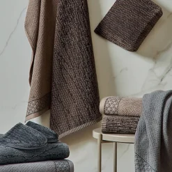 Serviette De Bain|Linnea Drap de douche 70x140 cm pur coton collection OSAKA fleurs marron