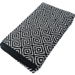 Serviette De Bain|Linnea Drap de douche 70x140 cm SYMETRIE coton Noir Losanges