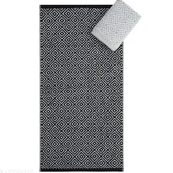Serviette De Bain|Linnea Drap de douche 70x140 cm SYMETRIE coton Noir Losanges