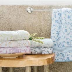 Linnea Drap de douche 70x140 cm VINTAGE FLORAL Vert 550g/m2