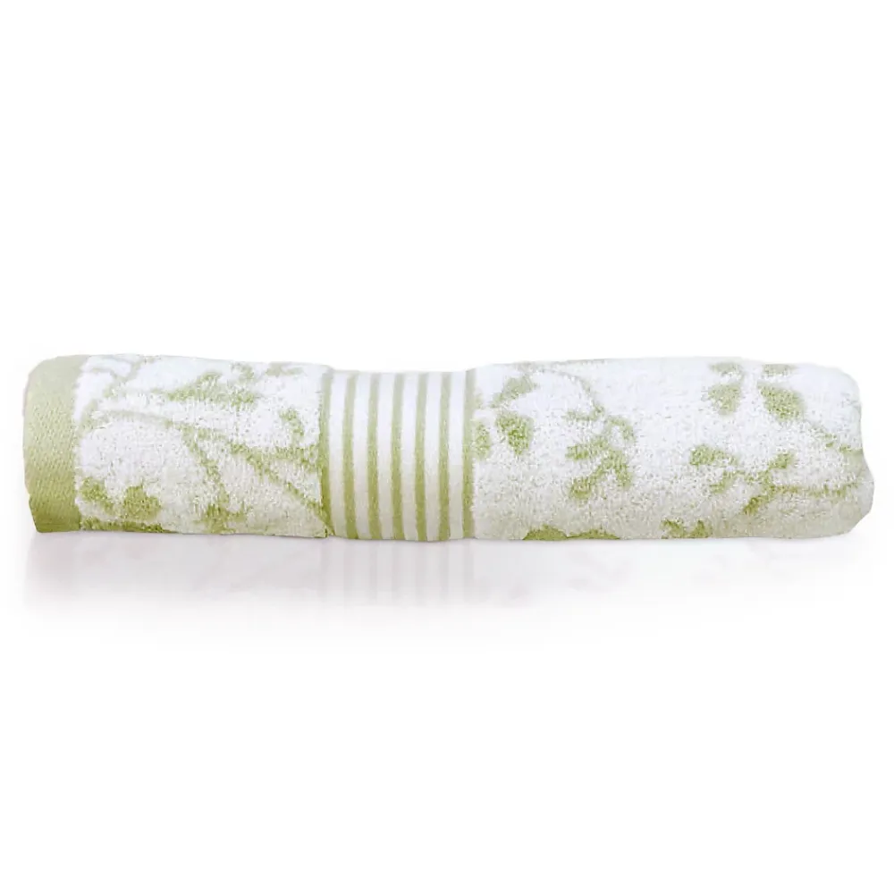 Linnea Drap de douche 70x140 cm VINTAGE FLORAL Vert 550g/m2