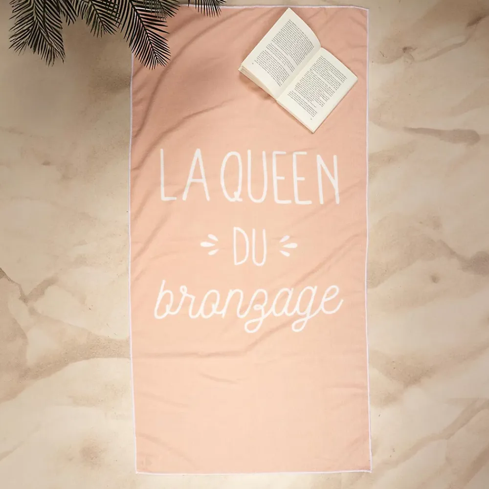 Serviette De Bain|Linnea Drap de plage 70x140 cm en polyester collection KANEOHE modèle "La queen du bronzage" rose