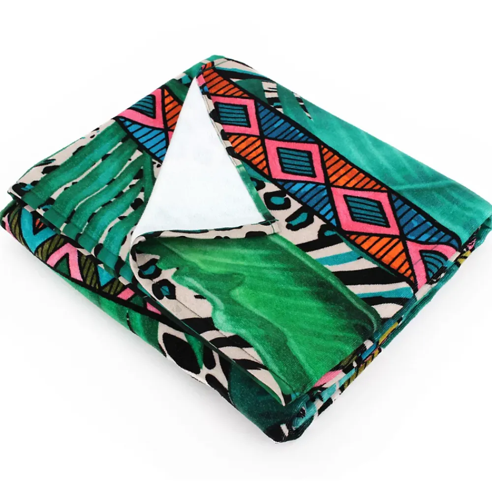 Linnea Drap de plage 100x180 cm JUNGLE Vert