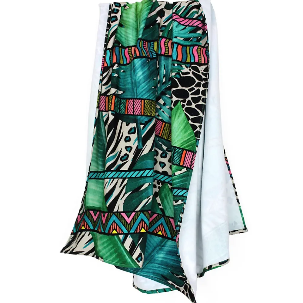 Linnea Drap de plage 100x180 cm JUNGLE Vert