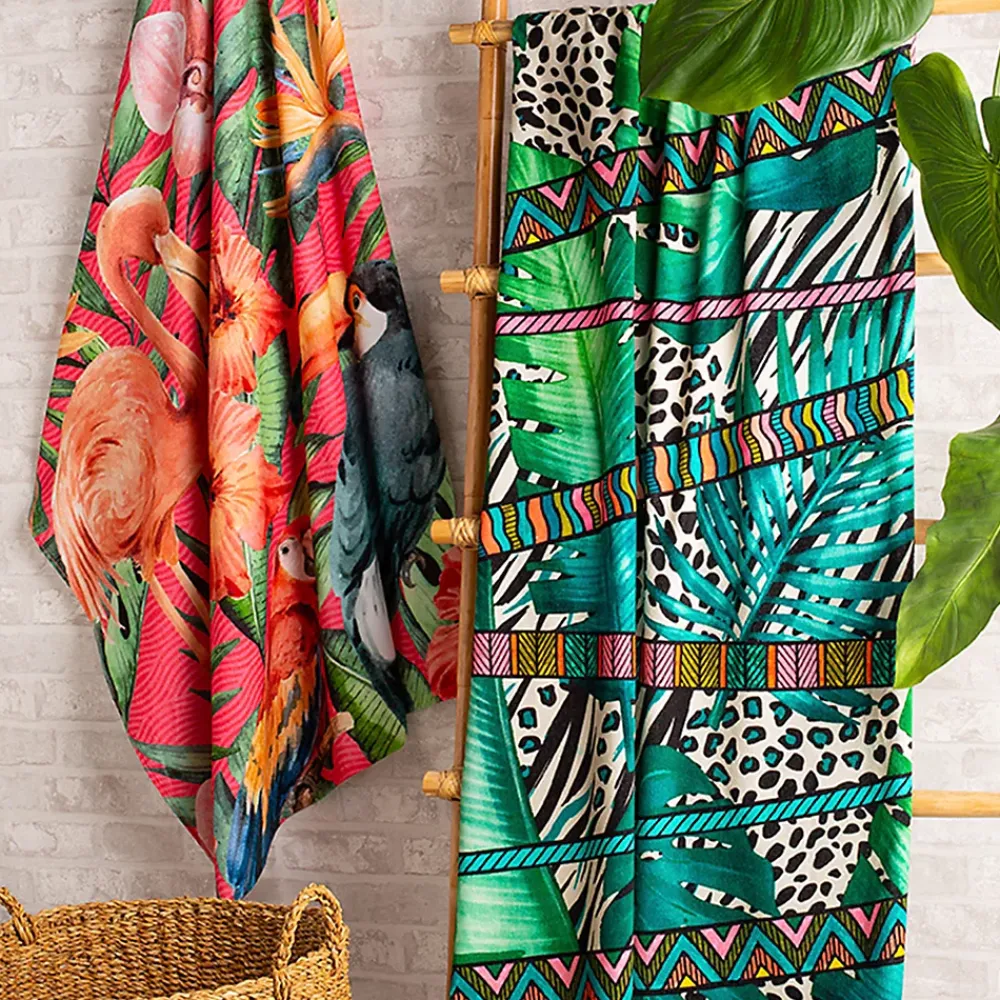 Linnea Drap de plage 100x180 cm JUNGLE Vert