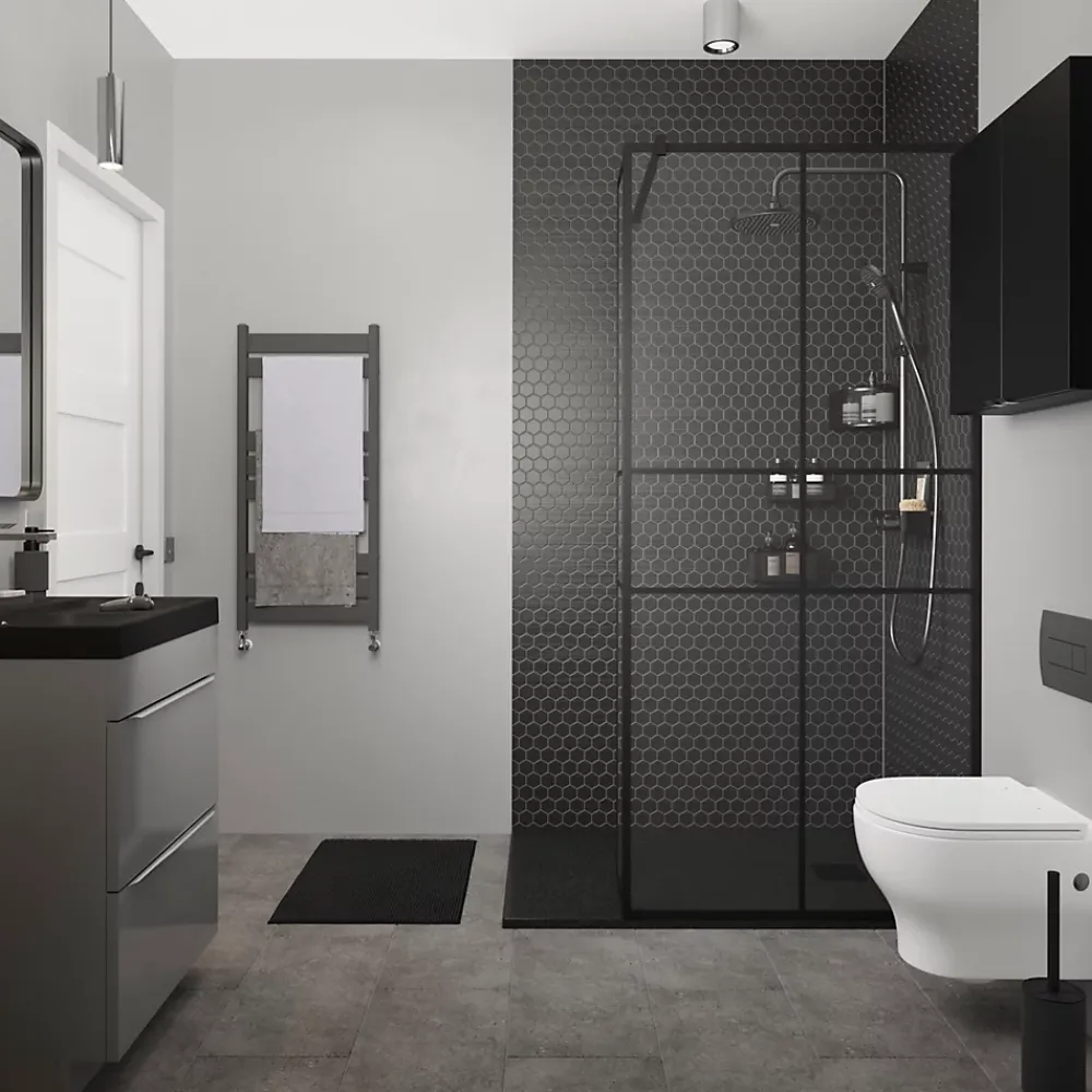 Accessoire Wc|GoodHome Dérouleur de papier toilette Kina Noir