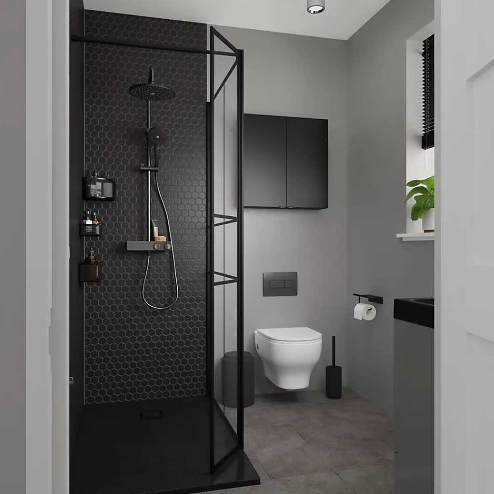 Accessoire Wc|GoodHome Dérouleur de papier toilette Kina Noir
