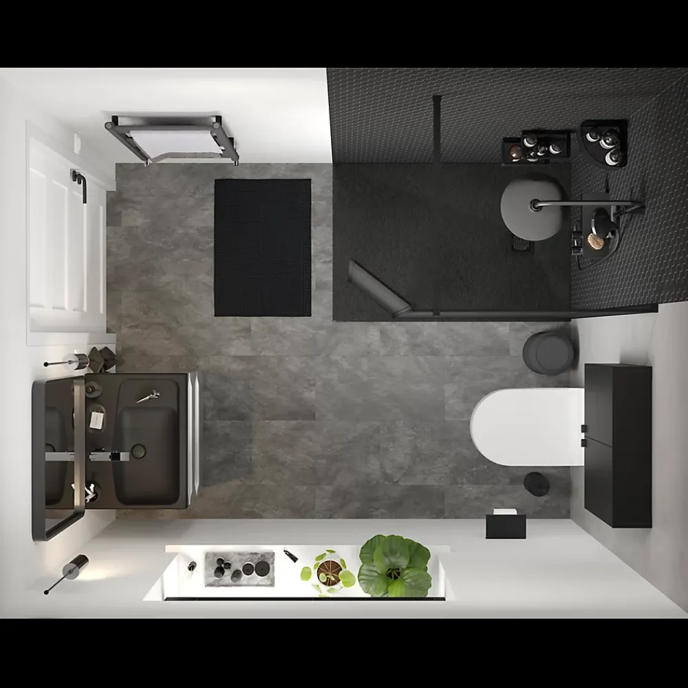 Accessoire Wc|GoodHome Dérouleur de papier toilette Kina Noir