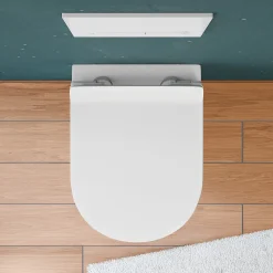 Wc Suspendu|Ceramica Duofix Pack WC bâti-support 112 cm + WC suspendu sans bride Ceramia avec abattant SoftClose + plaque blanche (GEBCEPXWT01-FR)
