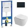 Geberit Duofix pack WC bâti-support UP100 + WC suspendu sans bride Ceramia avec abattant SoftClose + plaque noir (GEBCEPXWT09-FR)
