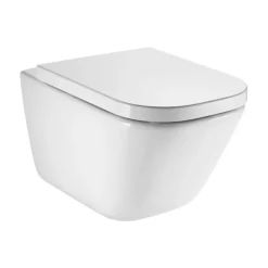 Wc Suspendu|Geberit Duofix pack WC bâti-support UP100 + WC suspendu sans bride Roca avec abattant SoftClose + plaque blanche (GEBROGAWR02-FR)