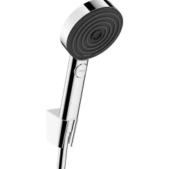 Colonne De Douche Sans Robinetterie|Hansgrohe Ecostat Set Mitigeur thermostatique douche + Douchette à main XXL 105mm 3 jets + Flexible de douche 125cm, support mural, Chrome