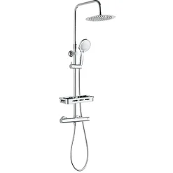 Colonne De Douche Thermostatique|Edouard Rousseau - Colonne de Douche Thermostatique ARS Tablette - Mitigeur à Corps Froid - Douchette 3 Jets - Chromé