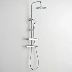 Colonne De Douche Thermostatique|Edouard Rousseau - Colonne de Douche Thermostatique ARS Tablette - Mitigeur à Corps Froid - Douchette 3 Jets - Chromé