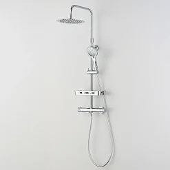 Colonne De Douche Thermostatique|Edouard Rousseau - Colonne de Douche Thermostatique ARS Tablette - Mitigeur à Corps Froid - Douchette 3 Jets - Chromé