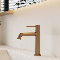 Robinet Lavabo Et Vasque|Edouard Rousseau - Mitigeur Lavabo SCRIPY - Aérateur Économie d Eau -3 Finitions Disponibles - Livré Complet avec Vidage - Cuivre