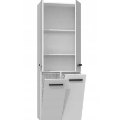 Meuble De Salle De Bains Faible Profondeur|Armoire De Salle De Bains|Topeshop ELLOS - Armoire de salle de bain avec deux paniers - Poignées minimalistes - 174x60x30cm - Colonne rangement