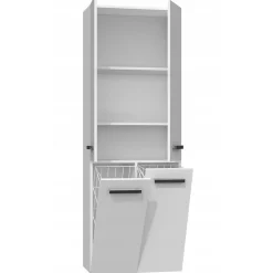 Armoire De Salle De Bains|Topeshop ELLOS - Armoire de salle de bain avec deux paniers - Poignées minimalistes - 174x60x30cms - Colonne de rangement