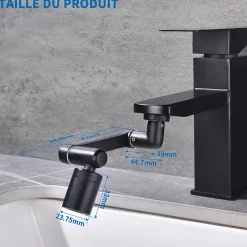 Accessoire De Robinet|Homelody Embout Robinet Pivotant 1440 Mousseur Robinet 2 Jets avec Adaptateur 20/22/24 mm pour Cuisine ou Salle de Bain