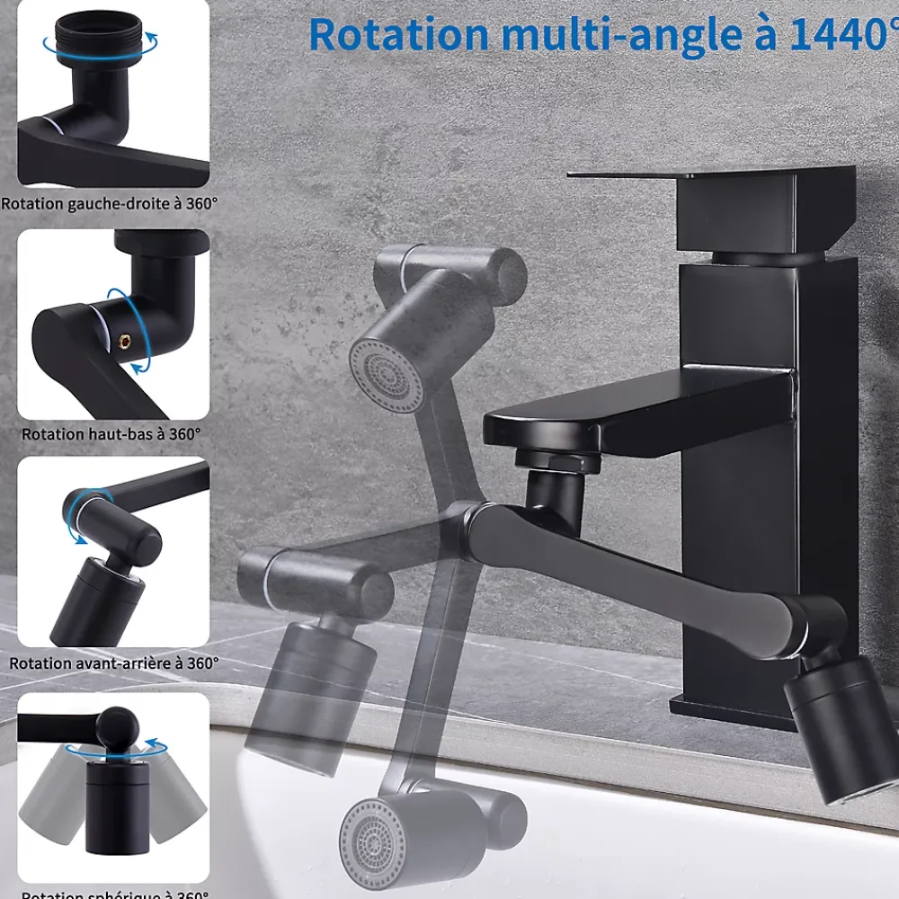 Accessoire De Robinet|Homelody Embout Robinet Pivotant 1440 Mousseur Robinet 2 Jets avec Adaptateur 20/22/24 mm pour Cuisine ou Salle de Bain