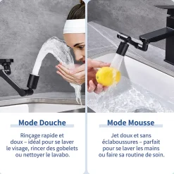 Accessoire De Robinet|Homelody Embout Robinet Pivotant 1440 Mousseur Robinet 2 Jets avec Adaptateur 20/22/24 mm pour Cuisine ou Salle de Bain