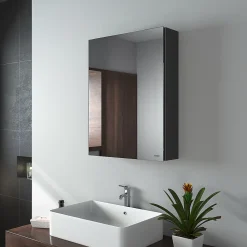 EMKE Armoires de toilette 50x65cm Noir Armoire Salle de Bain en Miroir Double Face