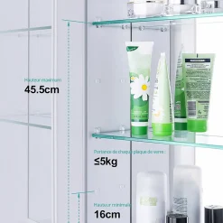 Armoire De Toilette|EMKE Armoires de toilette 50x65cm Blanche Armoire Salle de Bain en Miroir Double Face