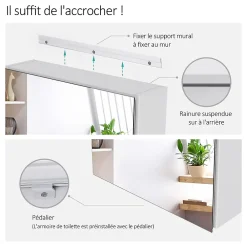 Armoire De Toilette|EMKE Armoires de toilette 50x65cm Blanche Armoire Salle de Bain en Miroir Double Face