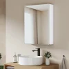 Armoire De Toilette|EMKE Armoires de toilette 1 Porte 65x50cm , Porte Miroir avec Rangement intégré, Tablettes en verre réglables, Blanc