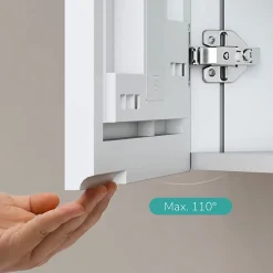 Armoire De Toilette|EMKE Armoires de toilette 1 Porte 65x50cm , Porte Miroir avec Rangement intégré, Tablettes en verre réglables, Blanc